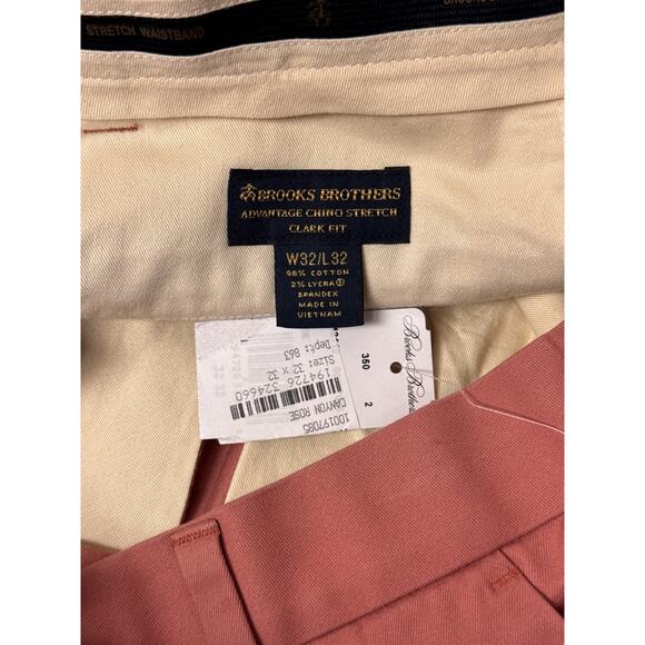 Brooks Brothers Pants 32 x 32 Mens Advantage Chino Stretch Clark Fit Salmon Pink - Picture 6 of 8
